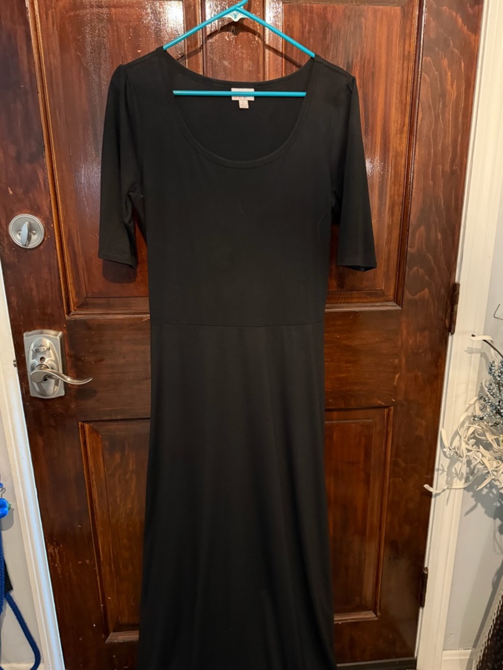 LuLaRoe Black Scoop Neck Maxi Dress, floor length